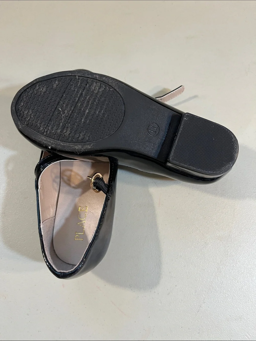The Children's Place Black Patent Mary Jane Flats with Bow Strap